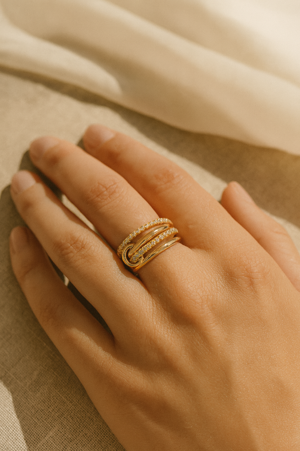 Zeraphine Stackable Layer Ring in 925 Sterling Silver | Gold & Platinum Plated Layered Stackable Band for Women House Of RISMÉ