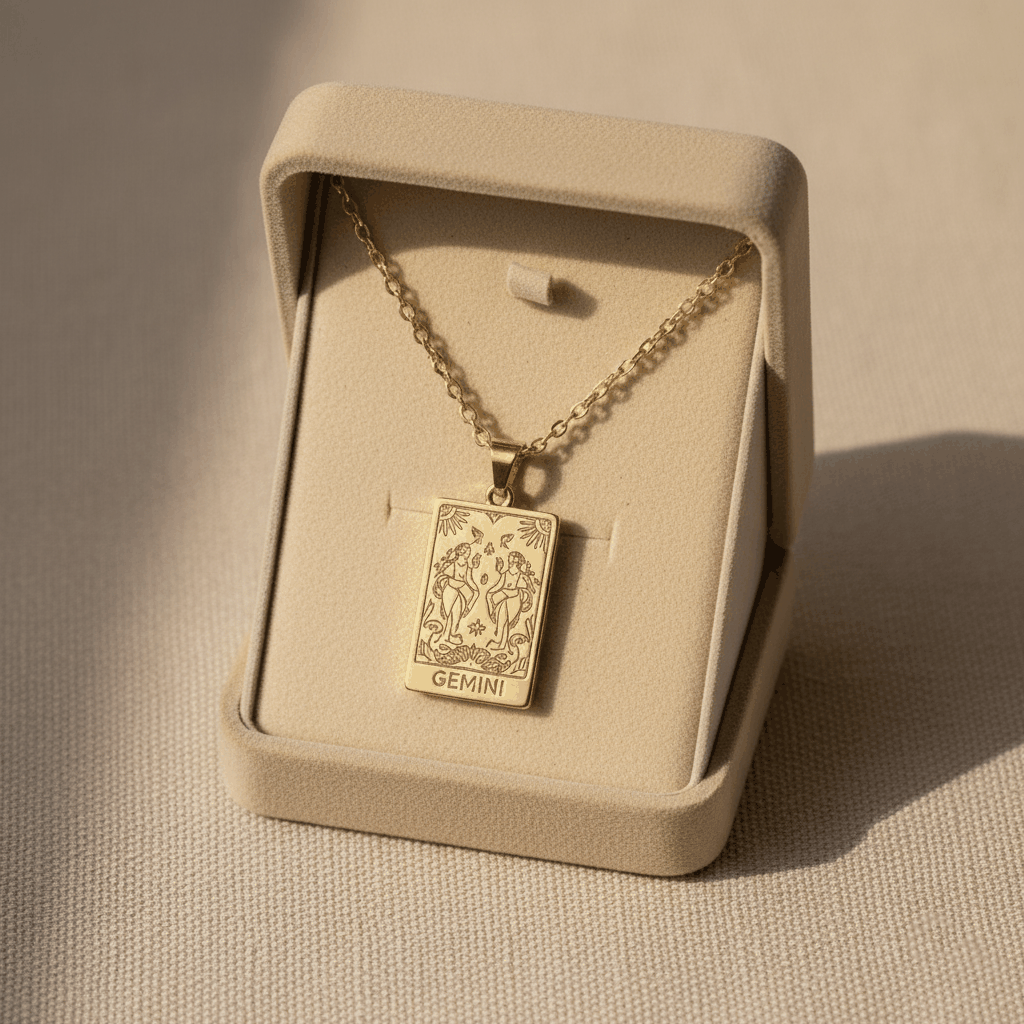 Zodiac Celestia Slabs Pendant Necklace | 18K Gold Plated Astrological Necklace for Women & Men House Of RISMÉ