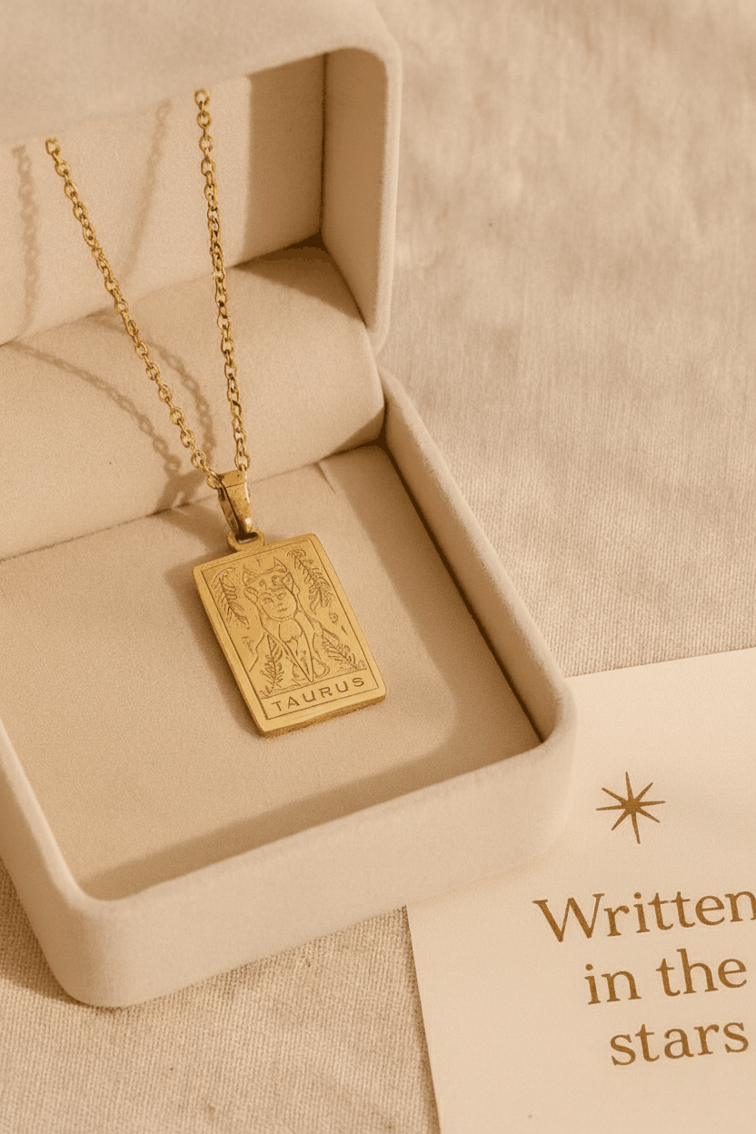 Zodiac Celestia Slabs Pendant Necklace | 18K Gold Plated Astrological Necklace for Women & Men House Of RISMÉ